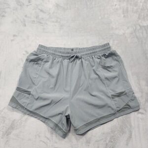 O To S Shorts‎ Womens 1X Gray Lined Running Athletic Pockets Workout Gym Casual